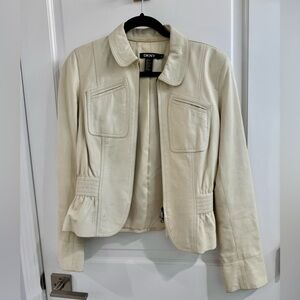 Genuine Leather Y2K Jacket in Cream/Ivory
